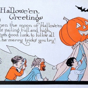 Biglietto di auguri vuoto di Halloween Luna di Halloween, fatto a mano, vintage, compleanno, ringraziamento