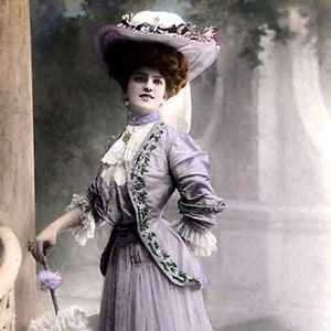 Senhora elegante em cartão em branco lavanda série proscênio filmes antigos e palco divas aniversário formatura dia das mães obrigado