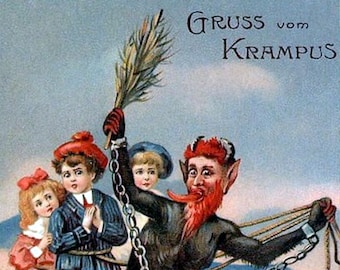 Vintage Krampus Christmas Seasons Greetings Holiday Yule Cards Thank You