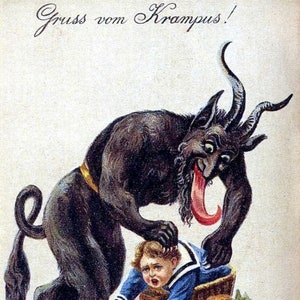 Vintage Krampus Boże Narodzenie Sezonowe Życzenia Świąteczne Karty Yule Dziękuję Gruss Vom Krampus