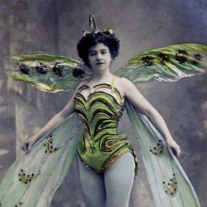 Cartão de nota em branco fada borboleta série proscênio filme antigo e palco divas aniversário obrigado