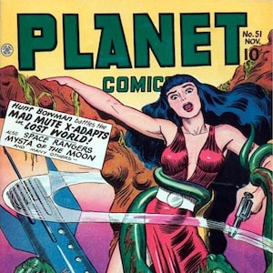 Planet Comics capa de quadrinhos cartão de nota em branco feito à mão aniversário obrigado ficar bem