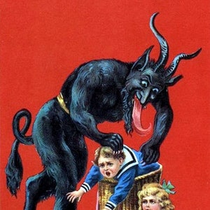 Vintage Krampus Boże Narodzenie Sezonowe Pozdrowienia Świąteczne Karty Yule Dziękuję