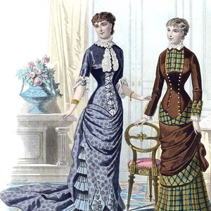 Prachtige 1880 Fashion Plate Lege Notitiekaart Vintage Bruiloft Bedankt Verjaardag