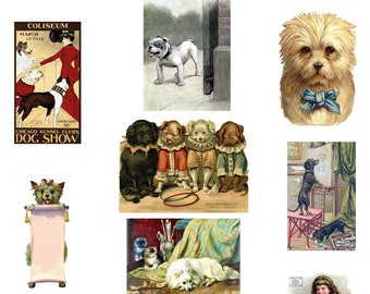 Vintage Dog Boxed Set #1 Blank Cards Set of 10 Invitations Holiday Birthday Handmade Thank You Get Well
