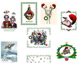 Wacky Holiday Collection Blank Cards Christmas Yule Silly Set of 10 cards Ho Ho Ho