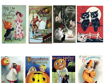 Halloween Collection  Number 3 Vintage Image Blank Cards 10 Pack Spooky Trick or Treat Birthday Thank You