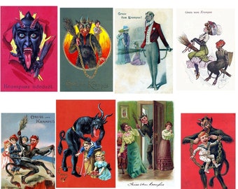 Vintage Image Krampus Cards #2 Holiday boxed Set of  blank Cards Handmade 10 cards Birthday Thank You