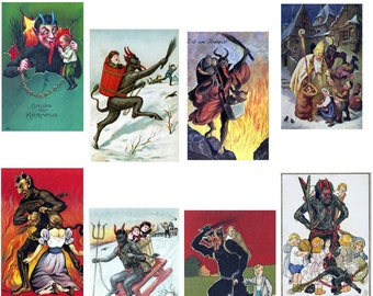 Vintage Krampus Set #4 Holiday Cards Christmas Yule Season's Greetings Vintage Images Handmade