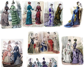 1880's Fashion Plate Collection Blank Note Card Vintage Images Victorian Handmade Bridal Birthday Graduation Thank You
