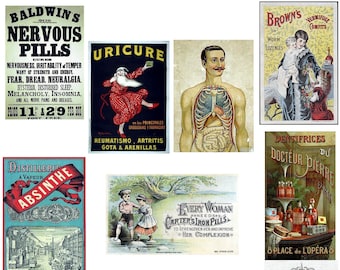 Patent Medicine Collection 3 Blank Note Cards Retro Vintage Hand Made 10 Different Designs Birthday Get Well Thank You