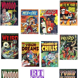 Old Time Horror Comic Book Cover-collectie #2 Blanco kaarten Handgemaakte 10 kaarten Elke gelegenheid Ontploffing van het verleden Feestdag Verjaardag Bedankt