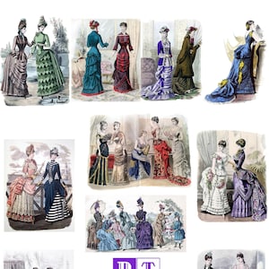 Colección de láminas de moda de la década de 1880, tarjetas con notas en blanco, imágenes antiguas, estilo victoriano, hecho a mano, para novias, cumpleaños, graduación, agradecimiento