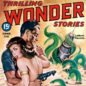 Thrilling Wonder Stories, couverture de bande dessinée, carte de correspondance vierge, anniversaire, remerciement, rétablissement