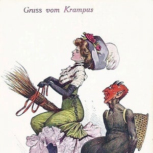 Vintage Krampus Christmas Seasons Greetings Holiday Yule Cards Birthday Thank You