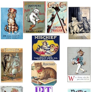 Caixa de gato vintage com 10 cartões em branco, convites, feriados, aniversário, feito à mão, obrigado, melhoras