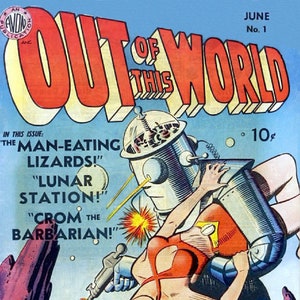 Capa de revista em quadrinhos de lagartos comedores de homens de outro mundo, cartão de nota em branco, feito à mão, aniversário, obrigado