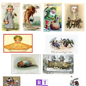 Odd Victorian Holiday Cards 2022 Handmade Vintage Images Set of 10 Christmas Thank You Ho Ho Ho