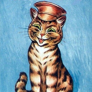 Estou bem, cartão de nota com imagem vintage, aniversário de formatura, amante de gatos feito à mão