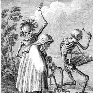 Tanz des Todes Vintage Bild Notizkarte Halloween Abschlussfeier Geburtstag Handgemacht Danke gut