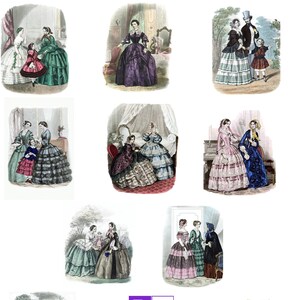 Collection d'assiettes tendance des années 1850 # 1 Cartes vierges Image vintage Faire-part d'anniversaire victorien fait main Merci