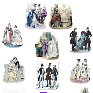 Vintage modeborden jaren 1840 Vroeg-Victoriaanse blanco kaarten Verjaardag Bedankt Feestdag