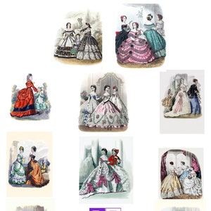 Collection d'assiettes tendance des années 1860 #2 cartes vierges image vintage faire-part d'anniversaire victorien fait main merci