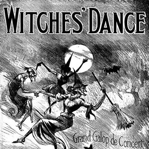 The Witch's Dance Halloween-groeten Halloween lege notitiekaart vintage handgemaakte bedankje verjaardag