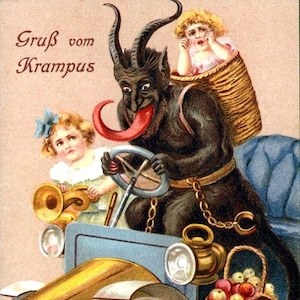 Vintage Krampus Kerst Seizoenen Groeten Feestdagen Grus Vom Krampus Kerstkaarten Bedankt