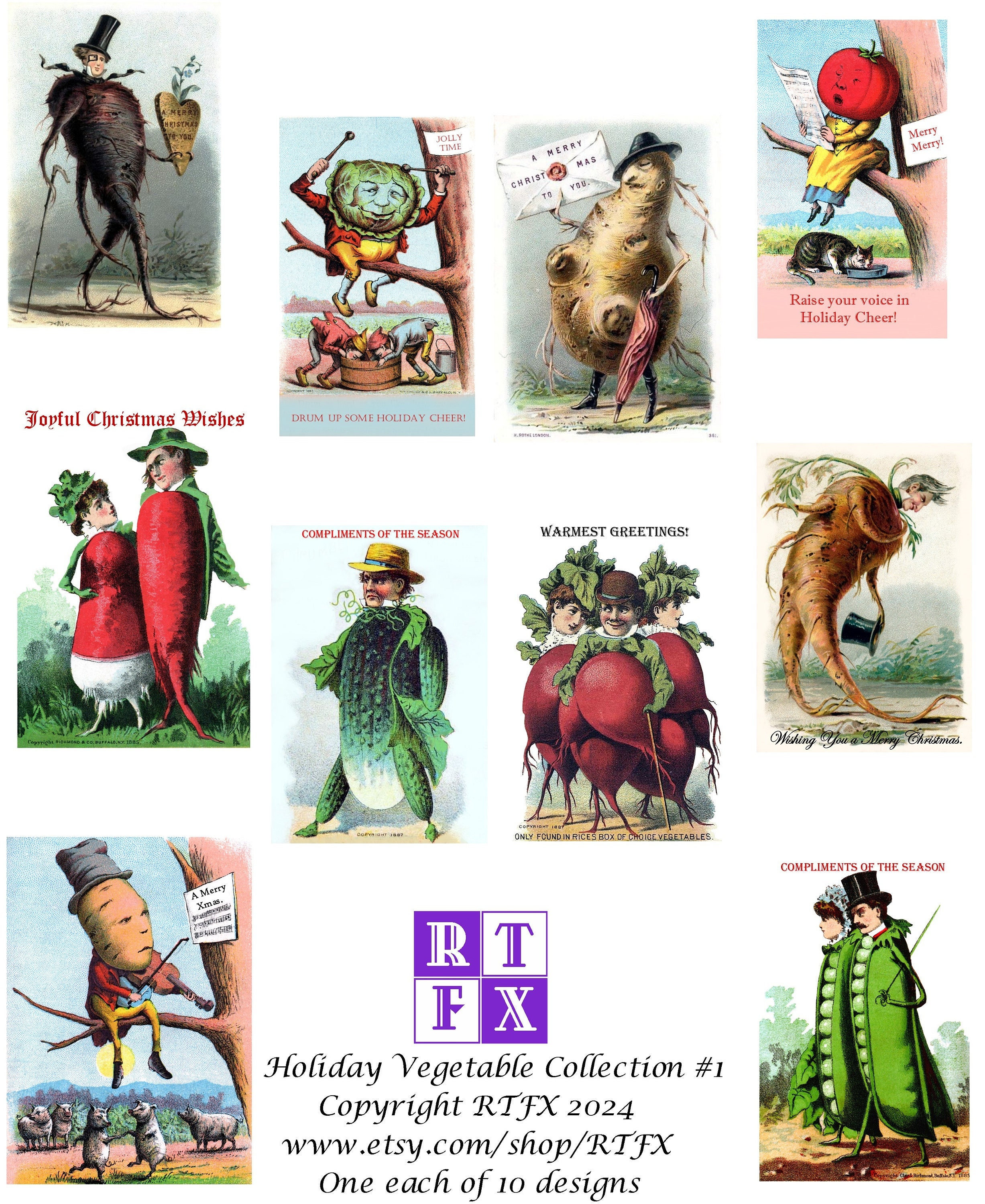Vintage Holiday Vegetable Collection Handmade Vintage Images