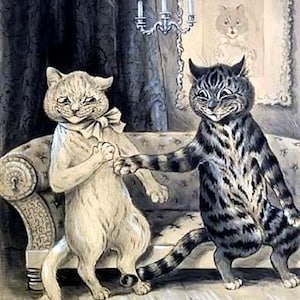 Vintage Cat Frisky Kitties  Blank Note Card Handmade Birthday Holiday Thank You