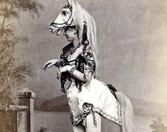 Hobby Horse Costume Halloween Greetings Halloween Blank Note Card Vintage Handmade Thank You Birthday