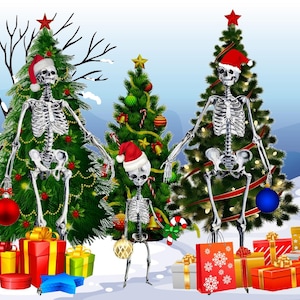 Familie skelet Kerst Seizoenswensen Vrolijk kerstfeest Kerstkaarten Bedankt verjaardag