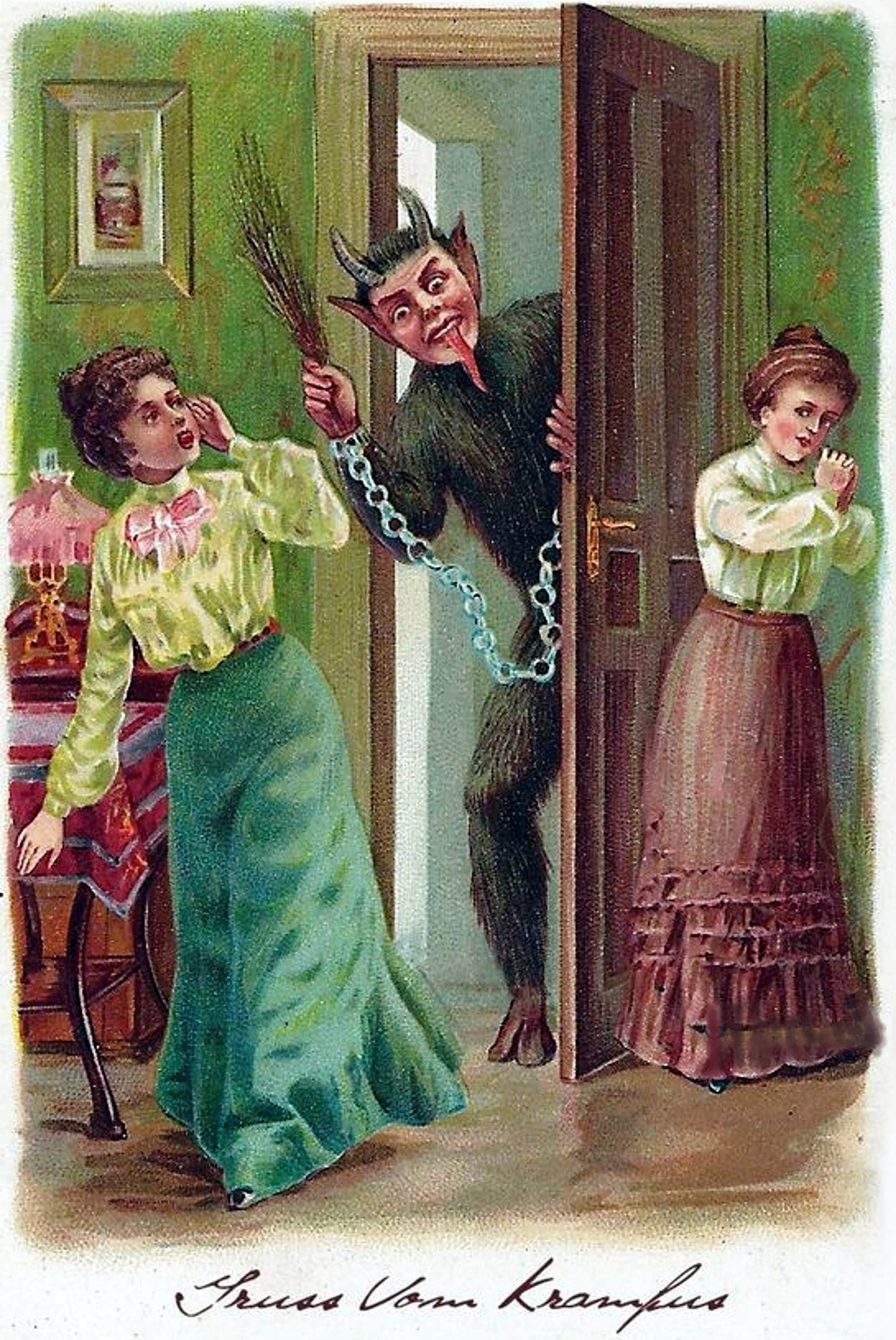 Vintage Krampus Christmas Seasons Greetings Holiday Yule Cards - Etsy Hong  Kong