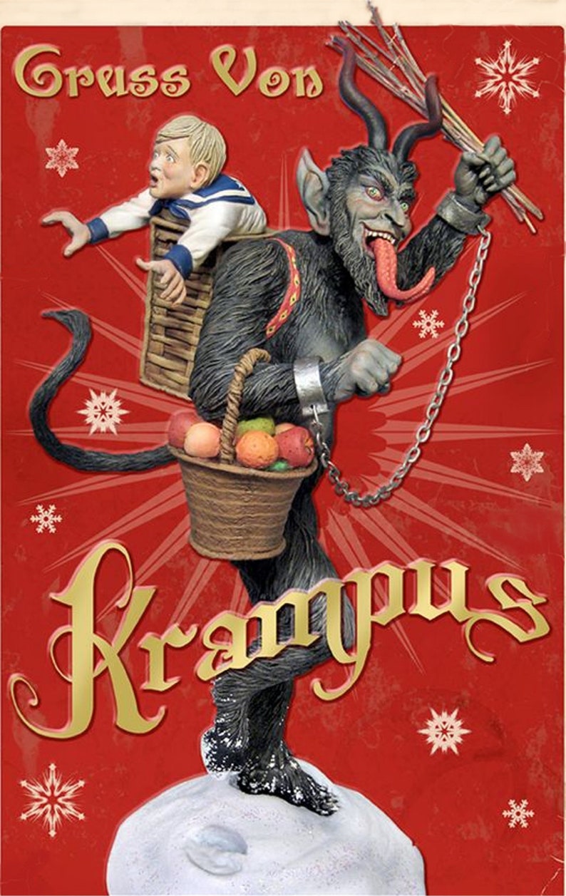 Vintage Krampus Cards Holiday boxed Set of blank Cards Handmade 10 cards image 9