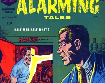 Alarming Tales Comic Book Cover Blank Note Card Vintage Handmade Holiday Birthday Thank You