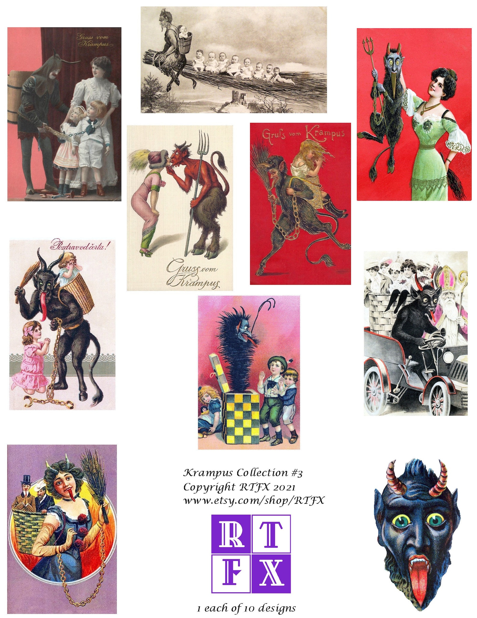 Vintage Krampus Image Handmade Blank Cards Holiday Boxed Set - Etsy
