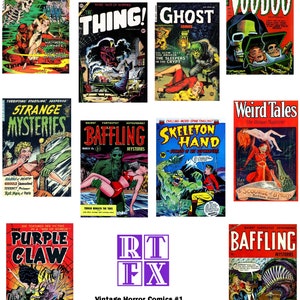 Old Time Horror Comic Book Cover Collection Blanko Karten Handmade 10 Karten Jeden Anlass Blast aus der Vergangenheit Urlaub Geburtstag Danke
