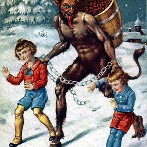 Vintage Krampus Cards Holiday boxed Set of blank Cards Handmade 10 cards image 3