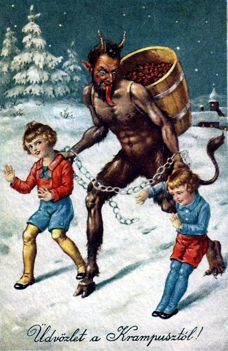 Vintage Krampus Cards Holiday boxed Set of blank Cards Handmade 10 cards image 3