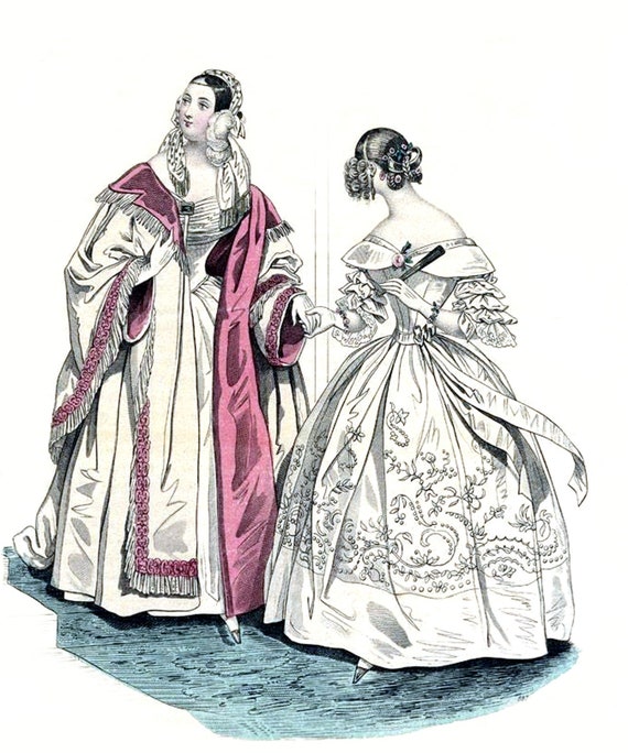 1840's Fashion Plate Vintage Victorian Fashions Costume Handmade Blank Note  Card Birthday Thank You - Etsy