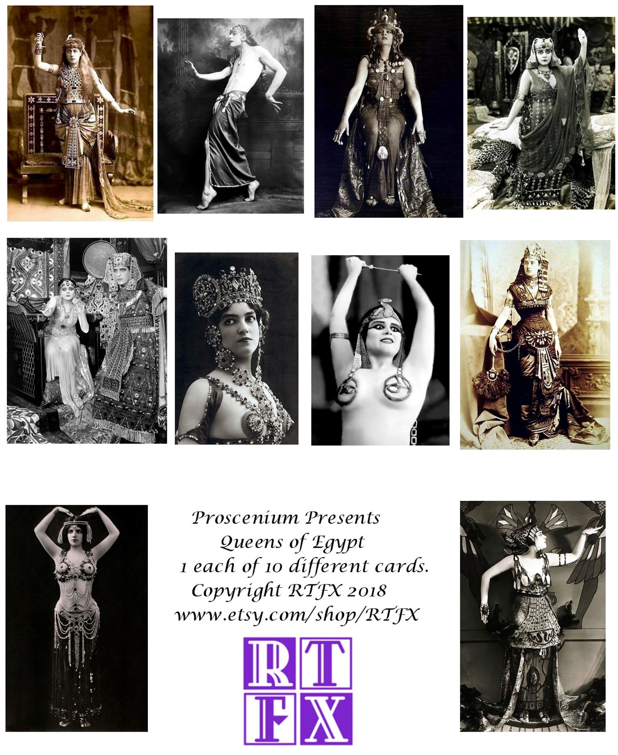 Proscenium Presents Egyptian Queens Note Card Collection 10 Blank Cards Birthday Graduation Oscars Thank You