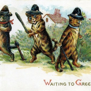 Vintage Katze Bad Boys leere Notiz Karte handgemachte Valentinstag Geburtstag