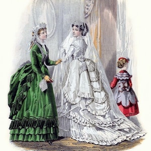 Jaren 1860 mode bord Vintage illustratie blanco notitiekaart Victoriaans handgemaakt bedankt verjaardag Feestdag