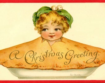 A Christmas Greeting Vintage Christmas Seasons Greetings Holiday Yule Cards Thank You Birthday
