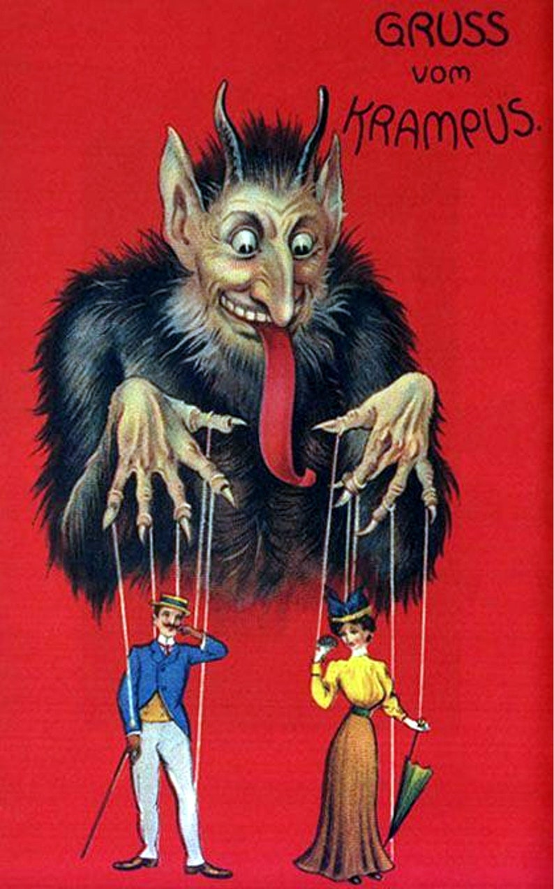 Vintage Krampus Cards Holiday boxed Set of blank Cards Handmade 10 cards image 2