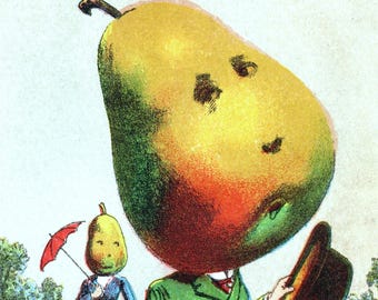 Holiday Pear Vintage Christmas Seasons Greetings Holiday Yule Cards Thank You Birthday