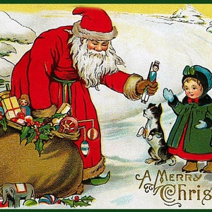 Father Christmas Vintage Christmas Seasons Greetings Holiday Yule Cards