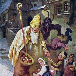 Cartes de voeux de Noël vintage Krampus pour les fêtes de fin d'année, merci