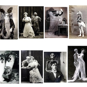 Coleção de Halloween Número 4 Cartões em branco Feitos à mão 10 cartões Fotos vintage